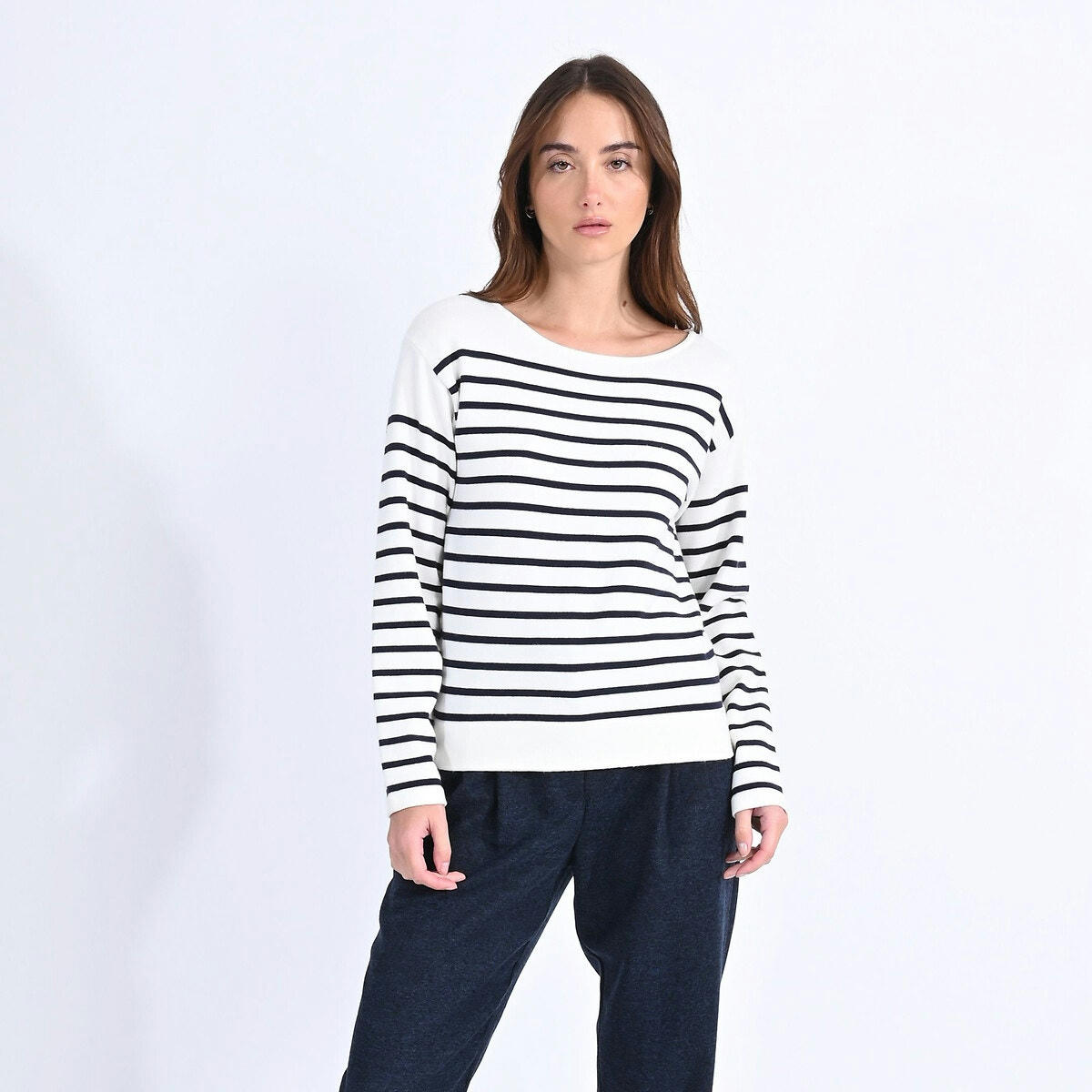 Pull marinière col rond