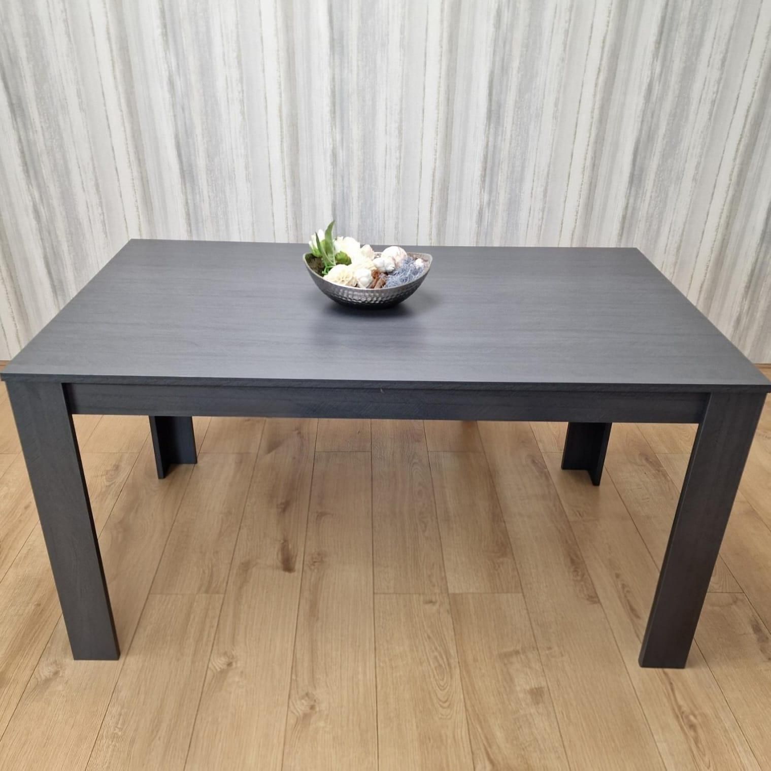 KOSY KOALA Dining Table Dark Grey Wood Kitchen Place for 4 Seats, Dining Table Only (Dark Grey H 75 x L 117 x W 77 cm)