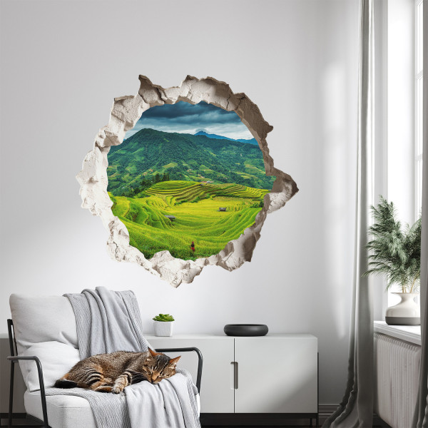 Wyrwa w ścianie leśne okno naklejka dziura 3D 60x57