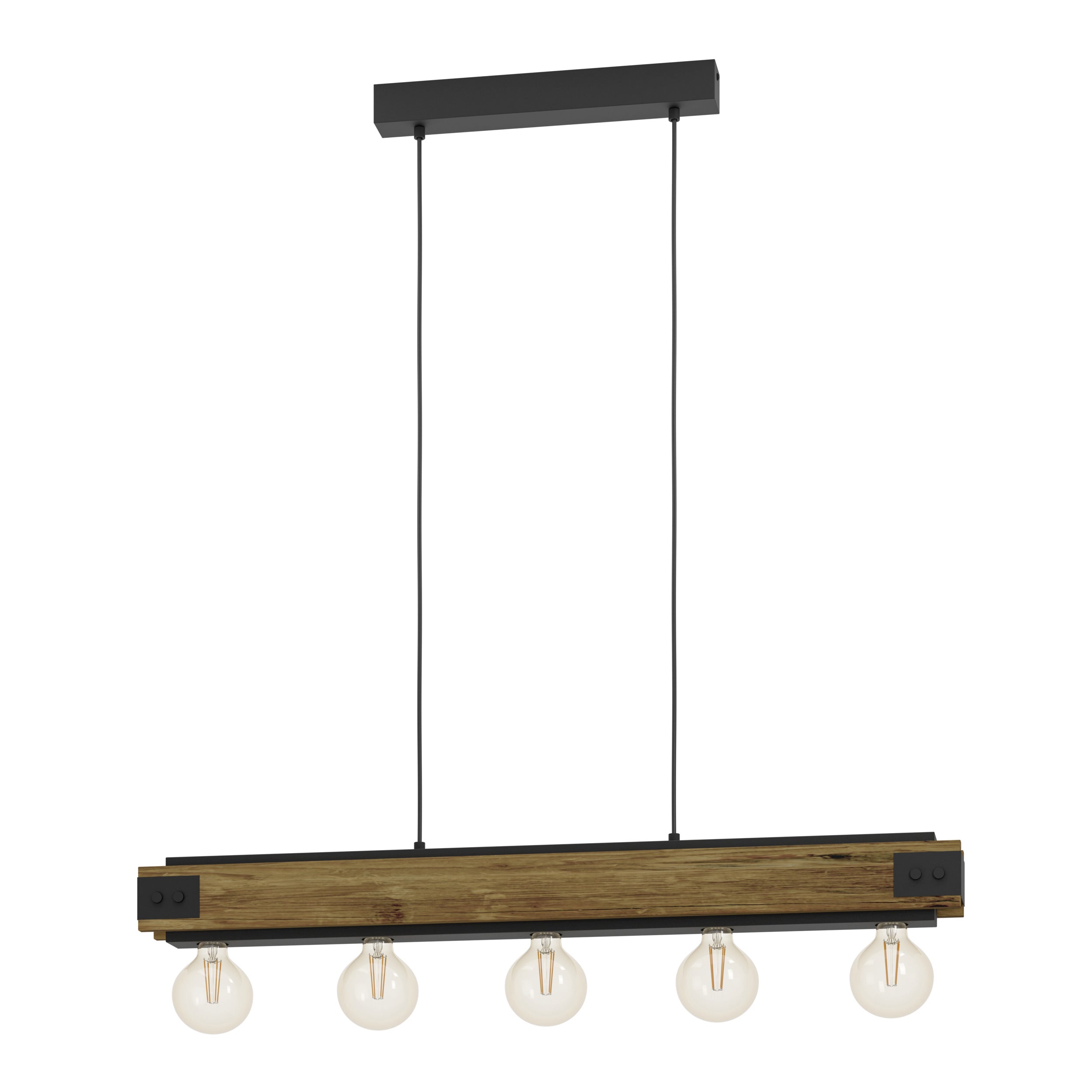 EGLO hanglamp Layham - e27 - 96 cm - zwart/bruin