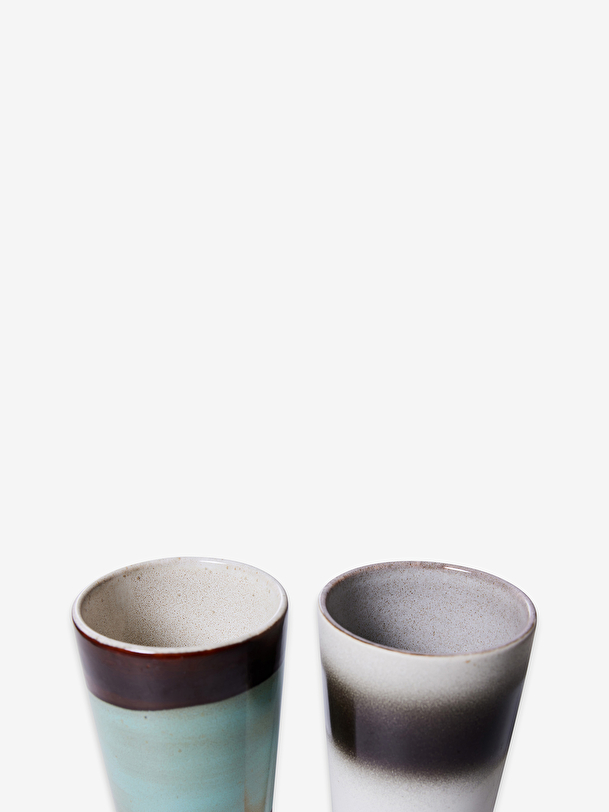 Duo de tasses latte 70s ceramique - hk living multicolore