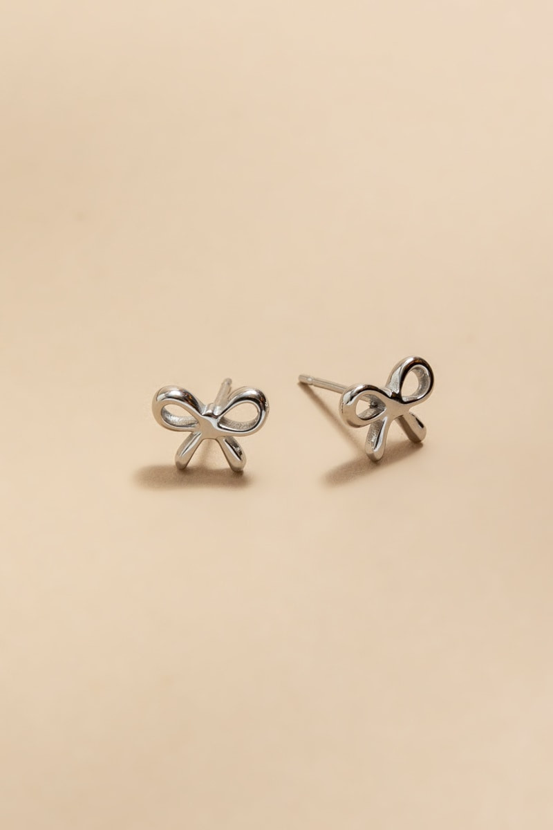 Serena Stainless Steel Bow Stud Earrings