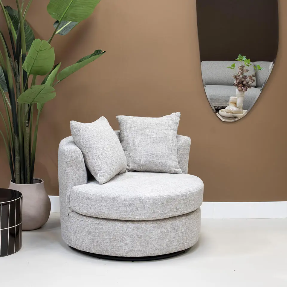 Draaifauteuil Beige Chenille Stof - 93x88x84cm - Thony