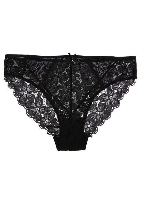Womens Black Lily Lace Midi Briefs