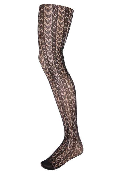 Womens 1pk Plain Black Lace Stripe Fashion Tights