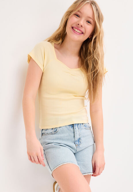 Older Girls Yellow Sweetheart Top