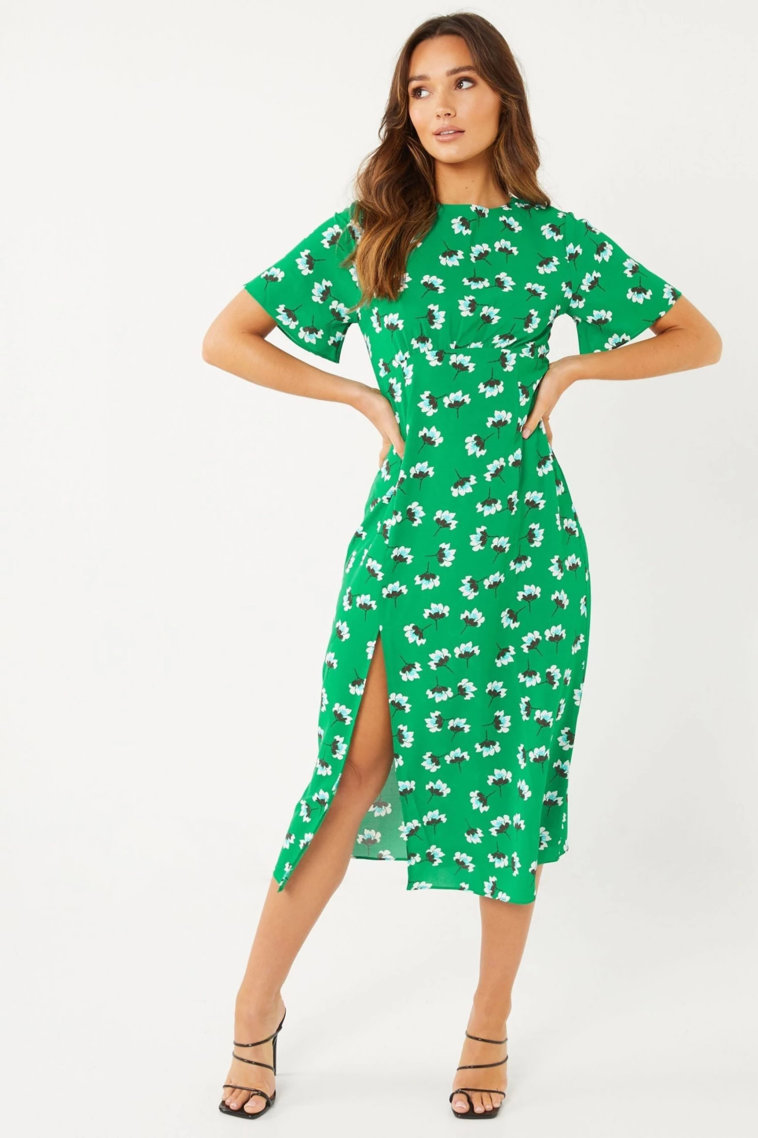 Quiz Green Floral Midi Dress