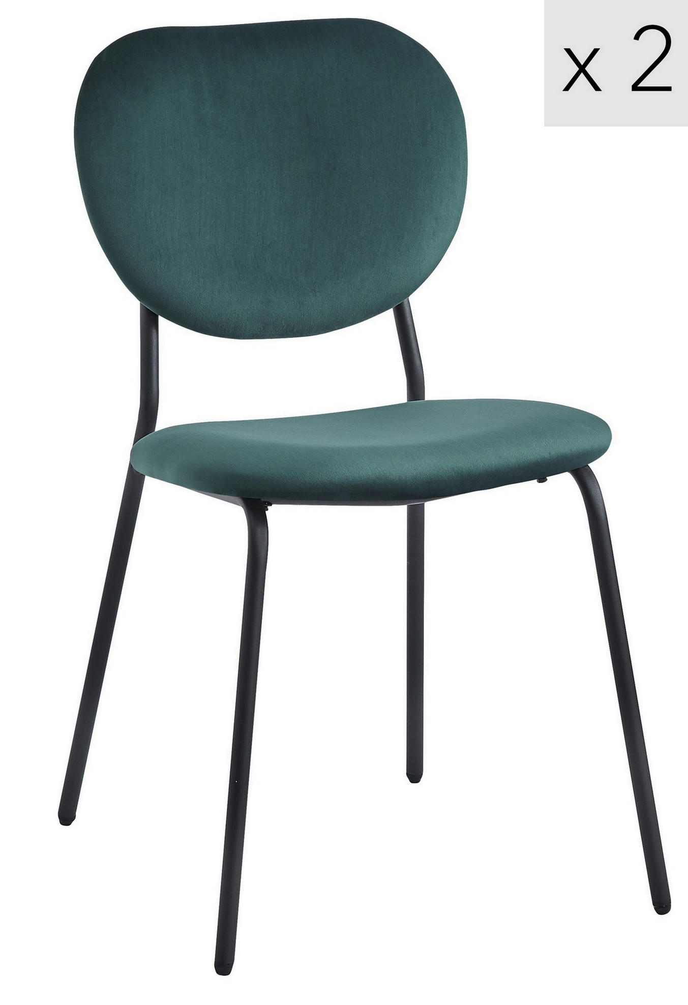 - Lot de 2 chaises scandinaves en métal et velours vert
