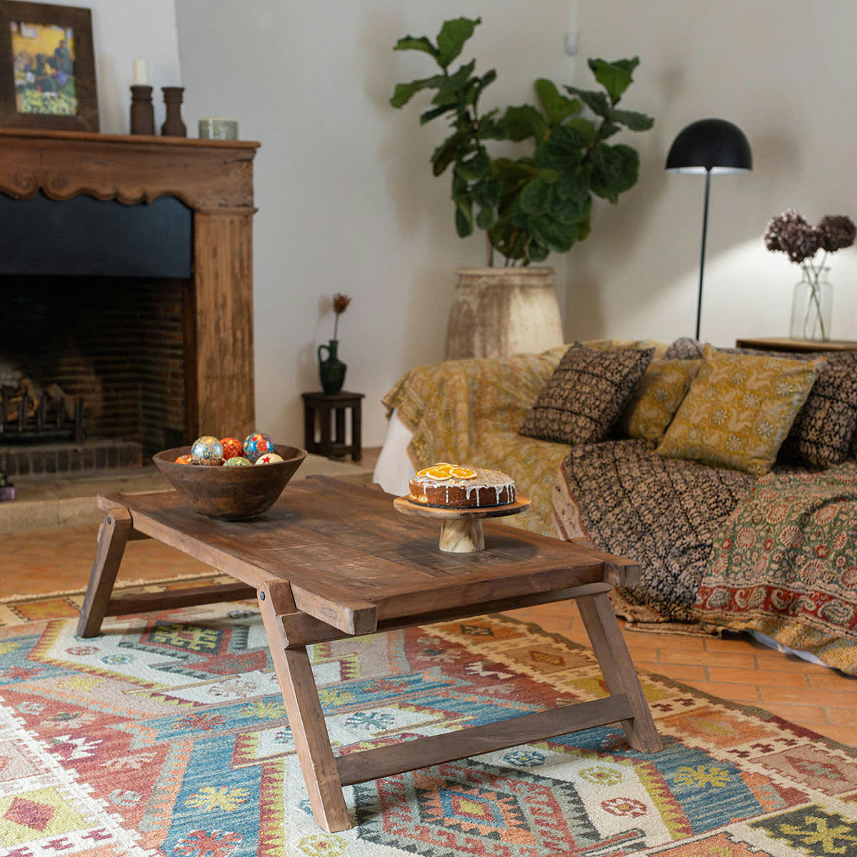 - Table basse pliante en bois recyclé