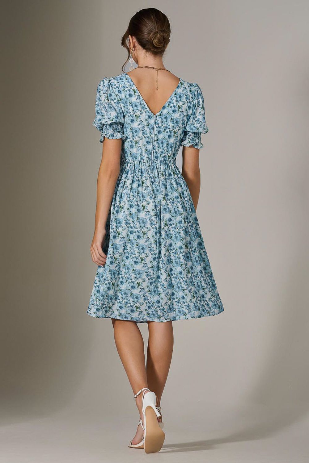 Jolie Moi Puff Sleeve Midi Dress