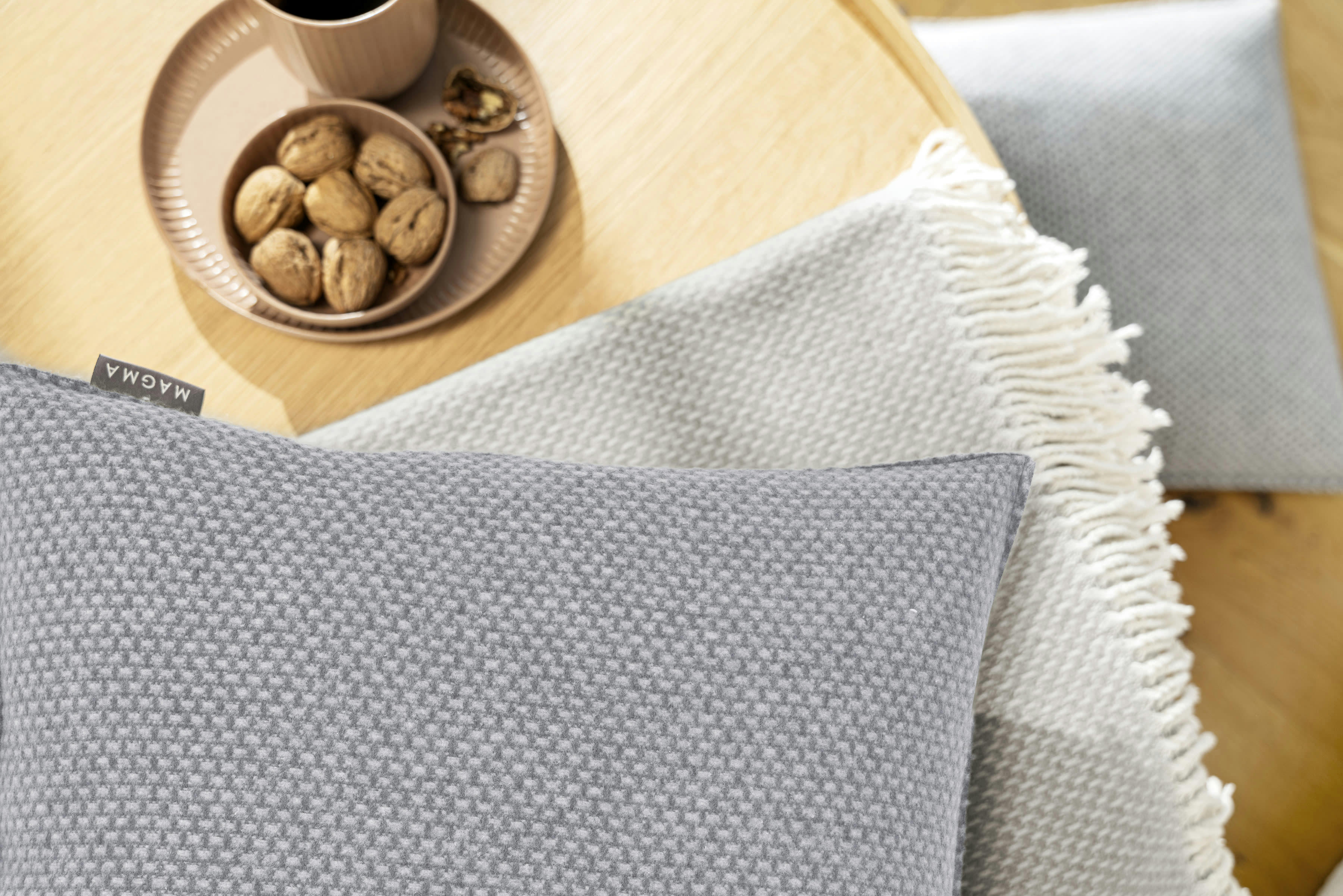 JANIS - Housse de coussin coton recyclé, bord cousu anthracite- Lot de 2-45x45