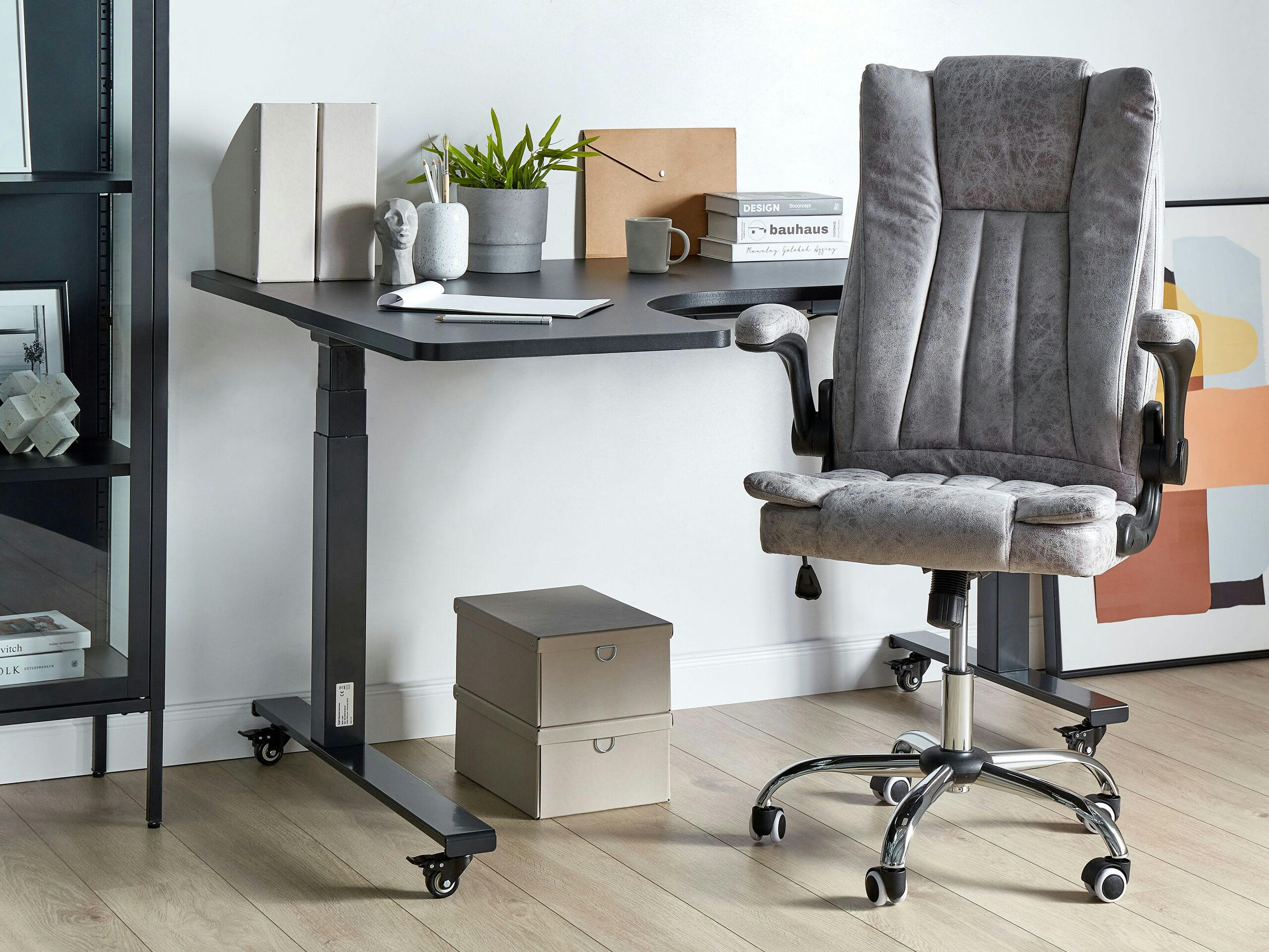SUBLIME - Chaise de bureau en cuir PU gris