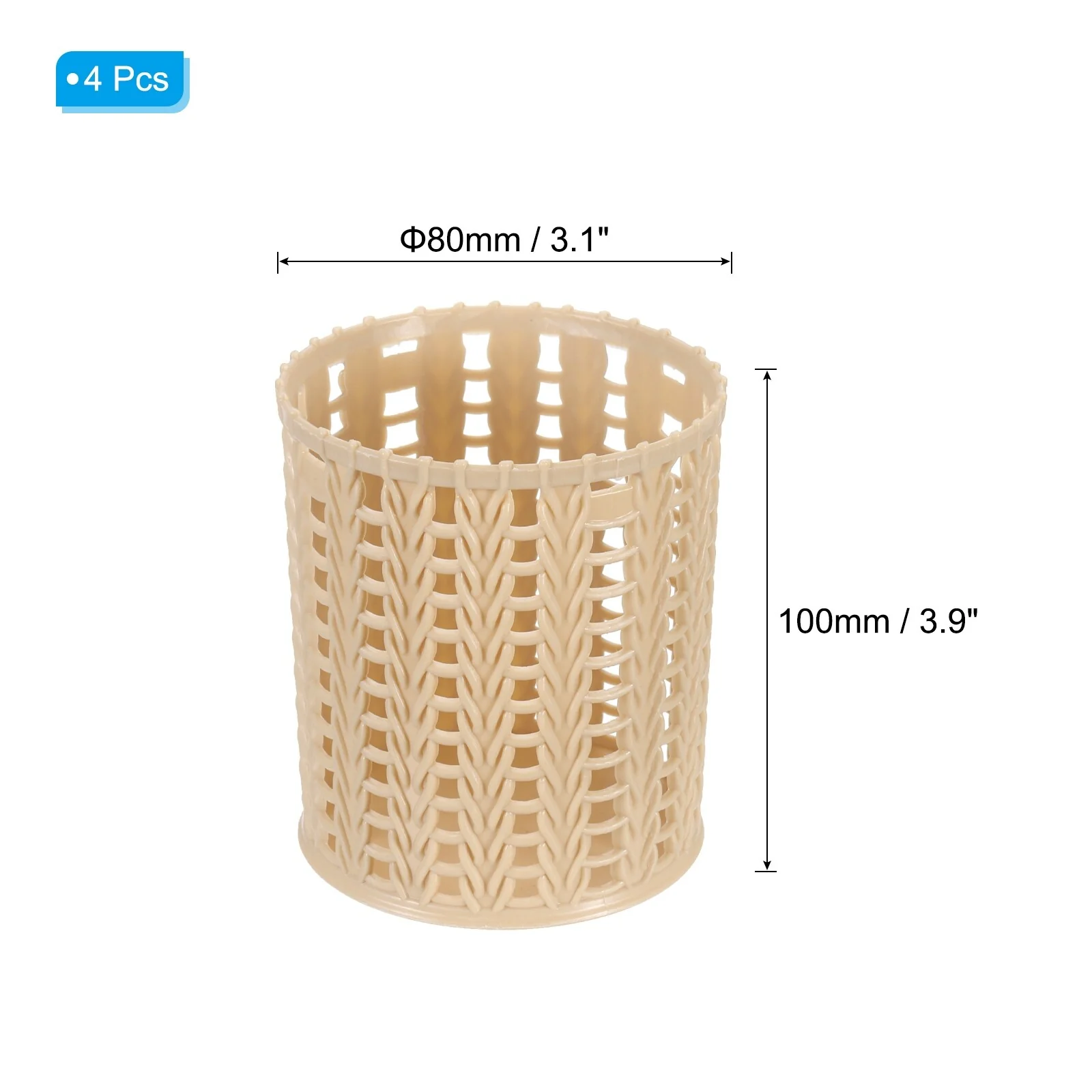 Pencil Holder, 4pcs Plastic Pen Holder Cute Pencil Holders Mesh - 80 x 80 x 100mm