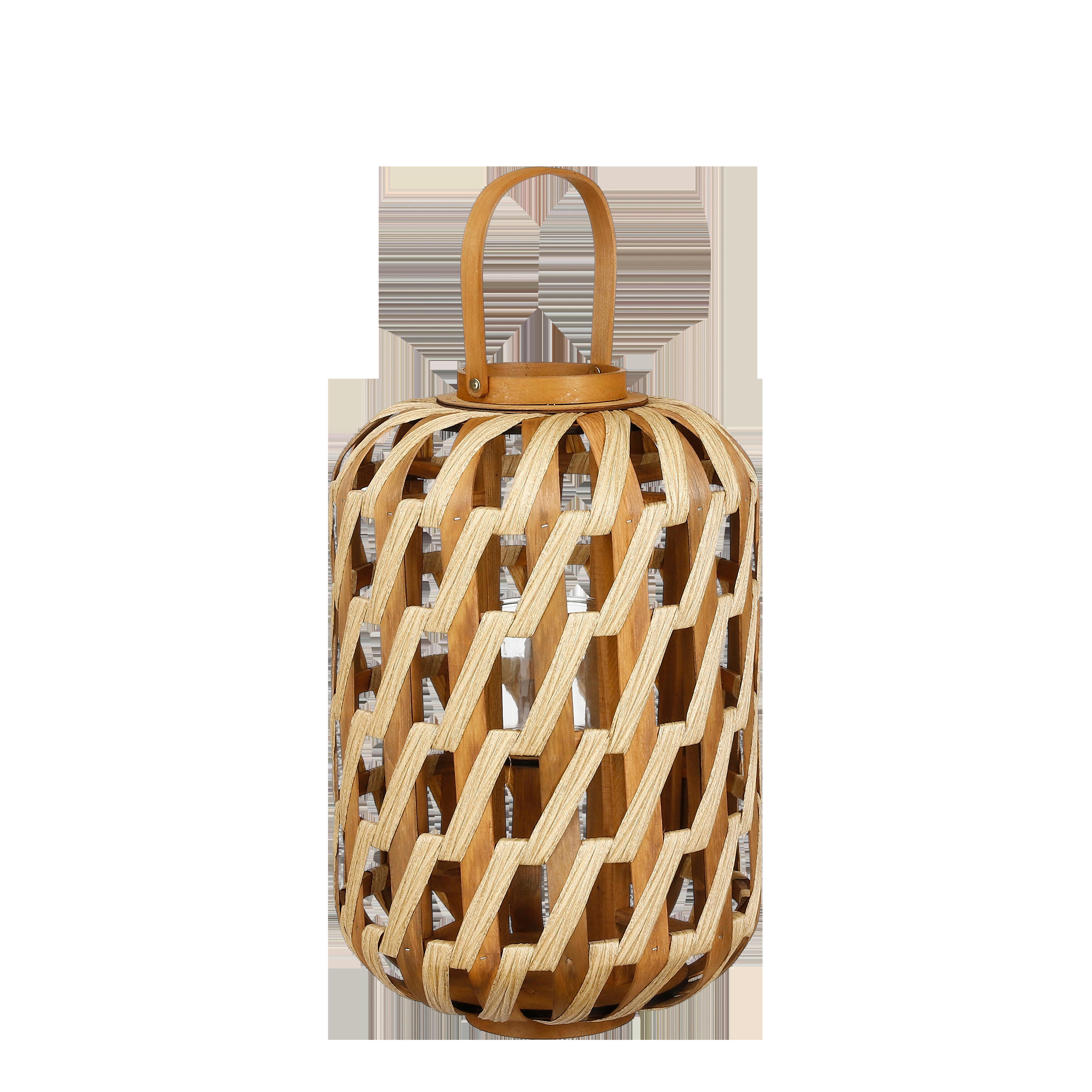 HELIOS - Lanterne en polyester recyclé marron H49