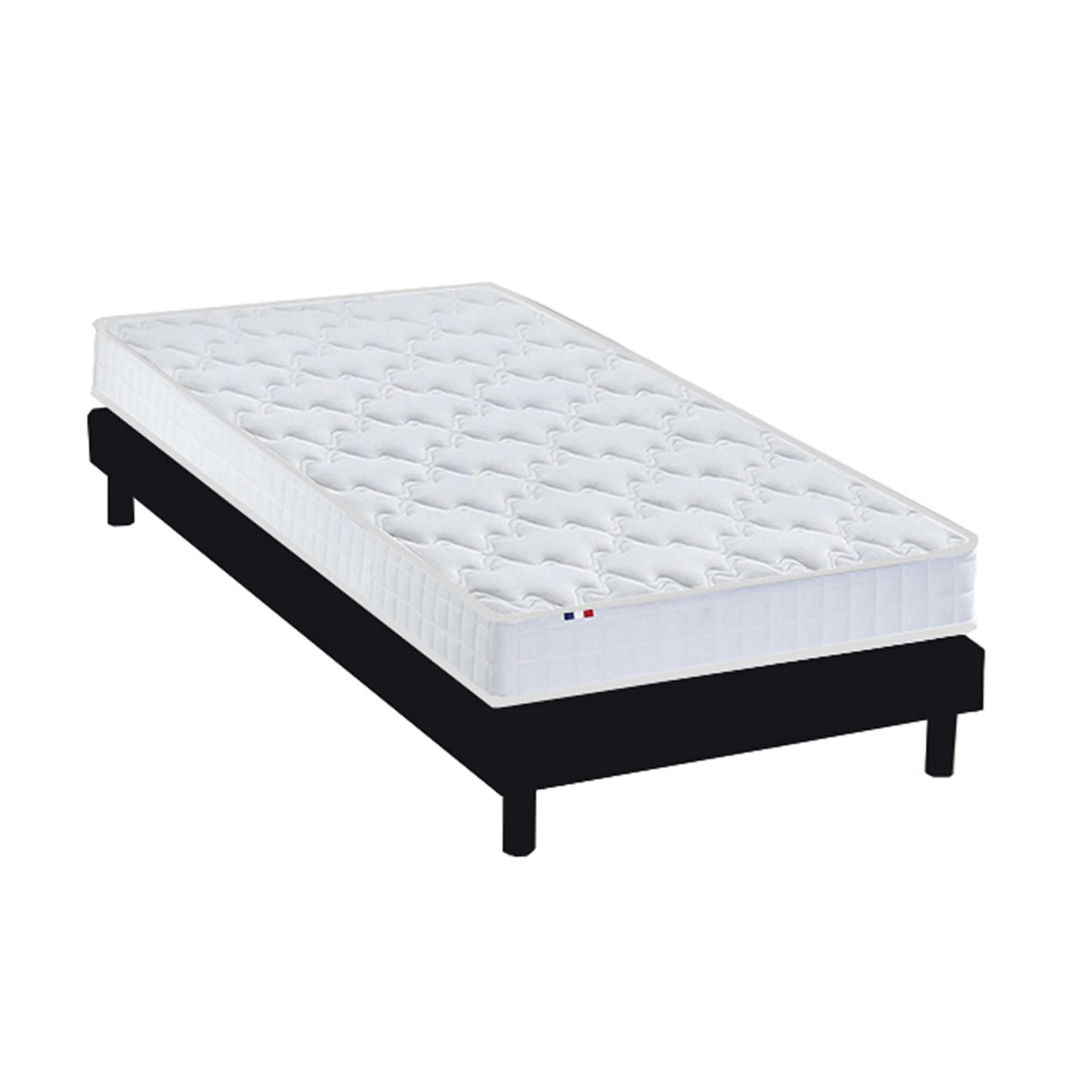 ENSEMBLE KIT AZUR - Ensemble Matelas mémoire de forme Sommier en Kit Anthracite 90x200