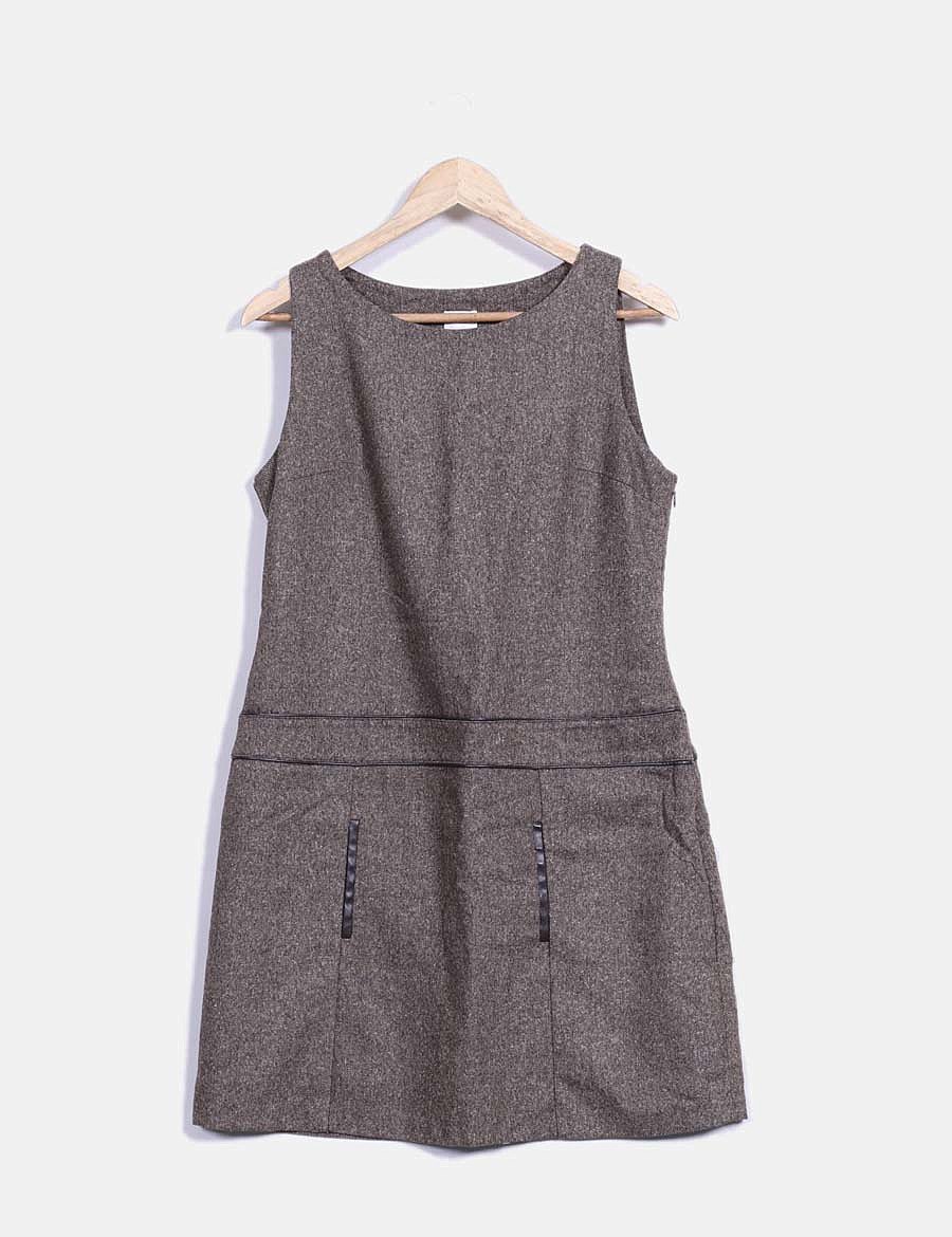 Camaïeu Textured brown midi dress