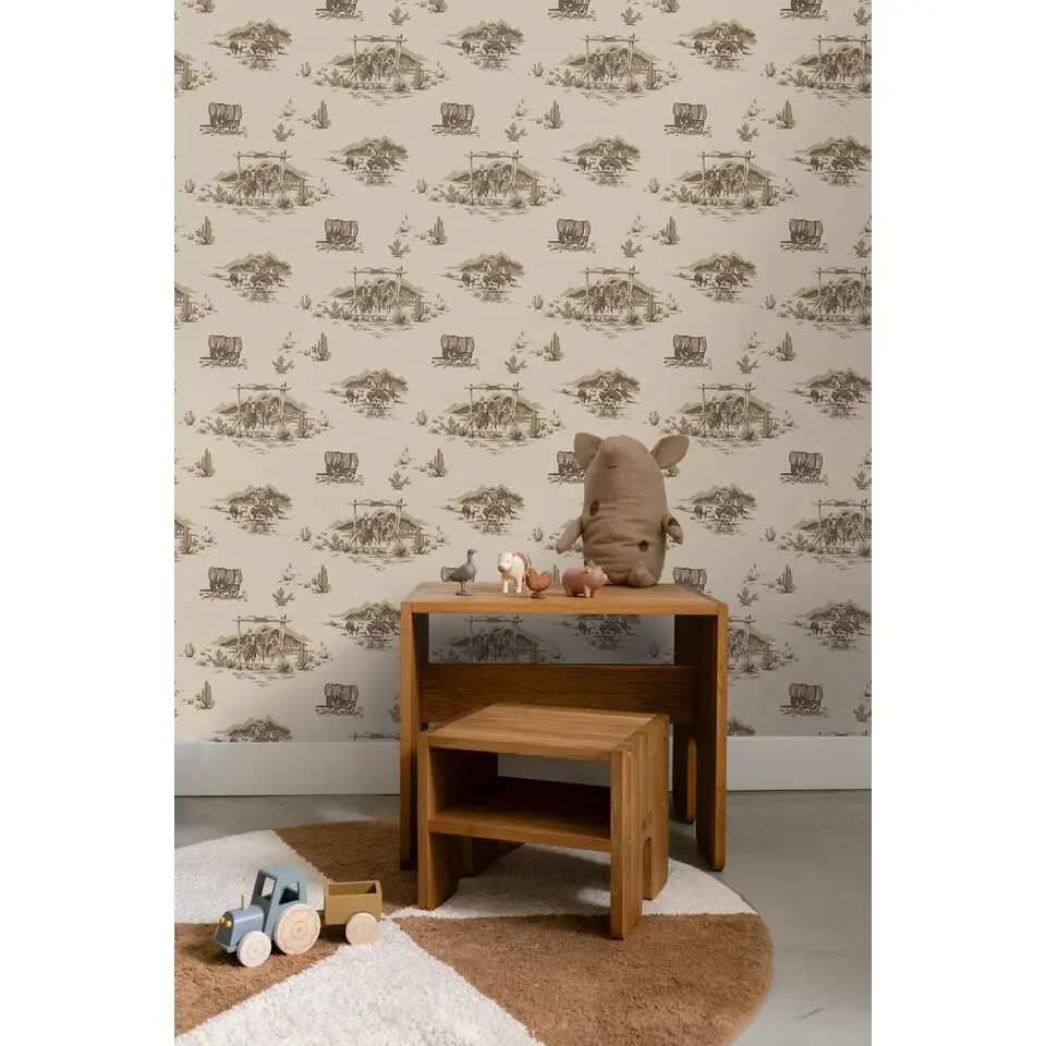 ESTAhome behang cowboys donker beige - 50 x 900 cm