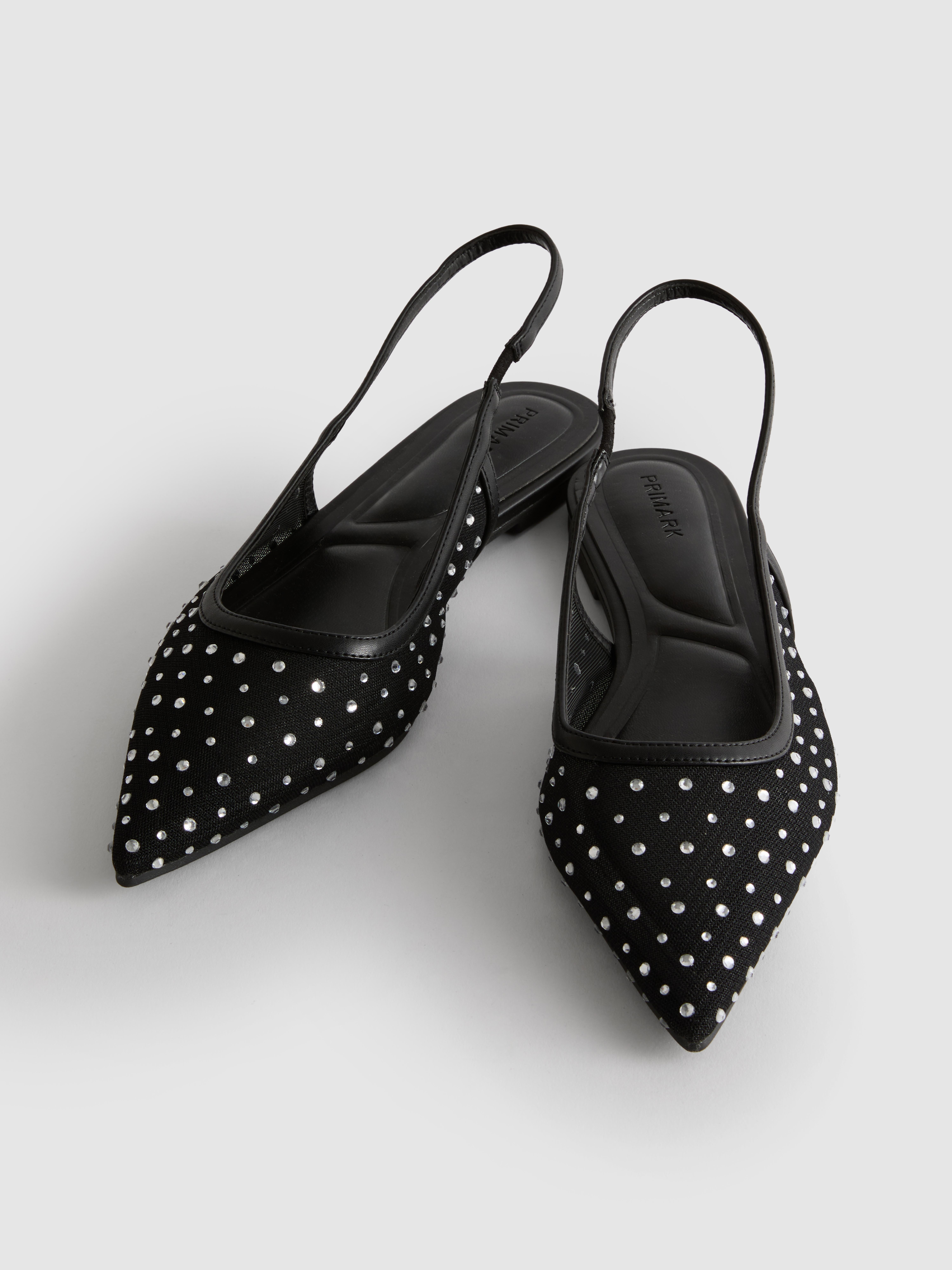 Pointed Toe Rhinestone Slingback Flats