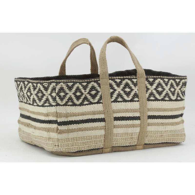 - Sac à bûches en jute naturel et teinté naturel et noir
