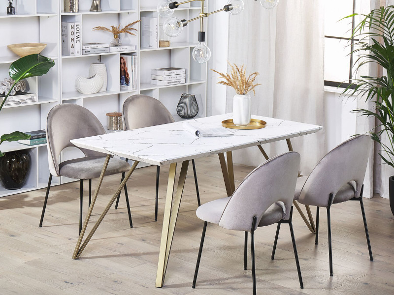 Stół do jadalni efekt marmuru 150x80 biały