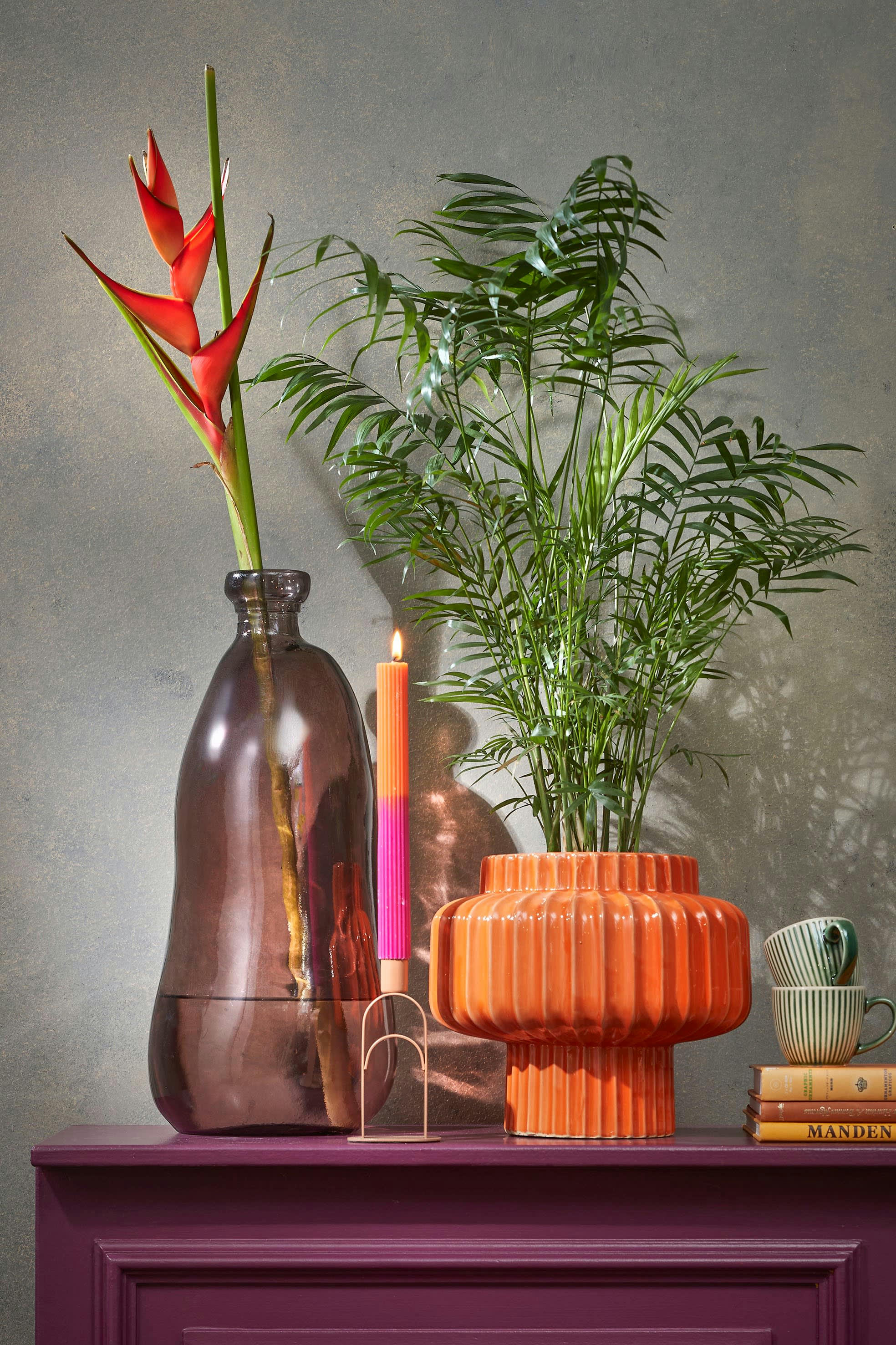 PINTO - Vase bouteille en verre recyclé marron foncé H51