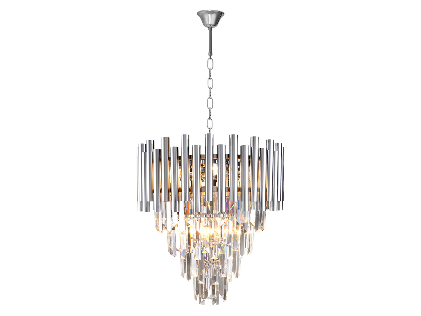 Lampa wisząca Madison 9-punktowa kryształowa srebrna