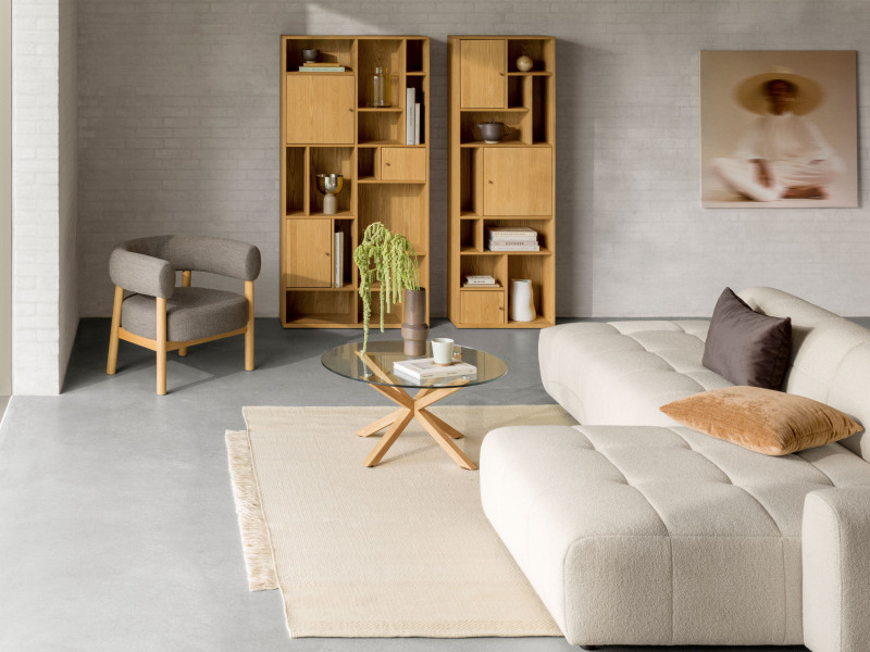 Stolik kawowy okrągły 82 cm Legno ze szkłem