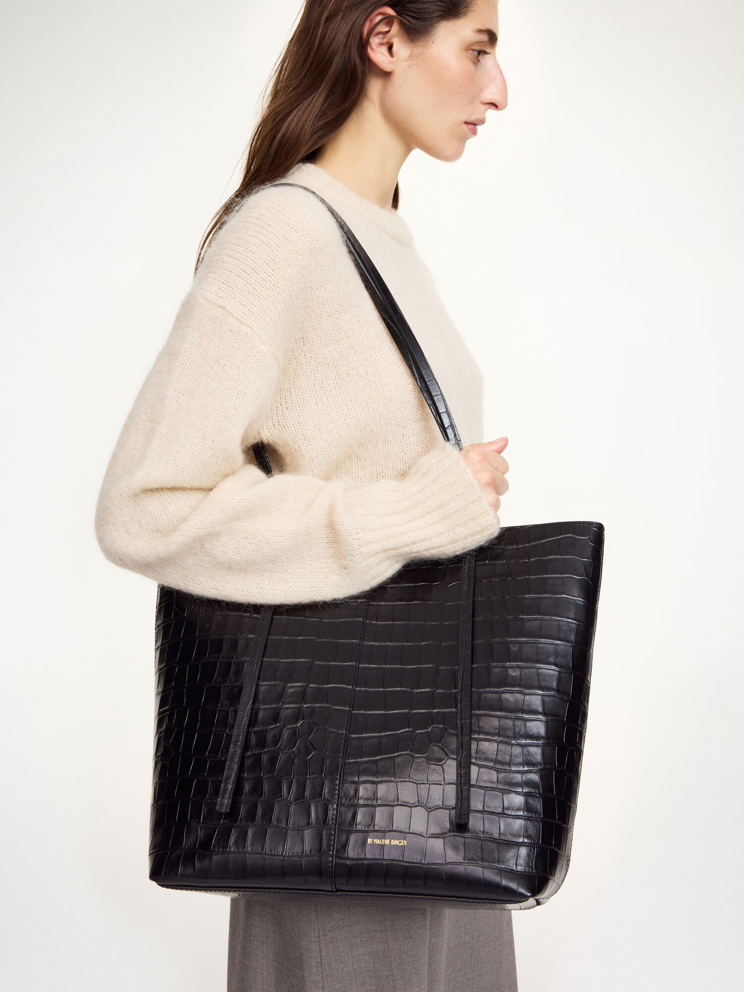 Abilso Croco læder tote