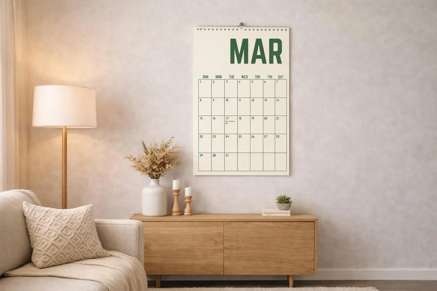 Vintage 2026, 2027 Wall Calendar, Colorful Retro Monthly Planner, Large Writing Space Hanging Calendar, Minimalist Home Office Decor Gift