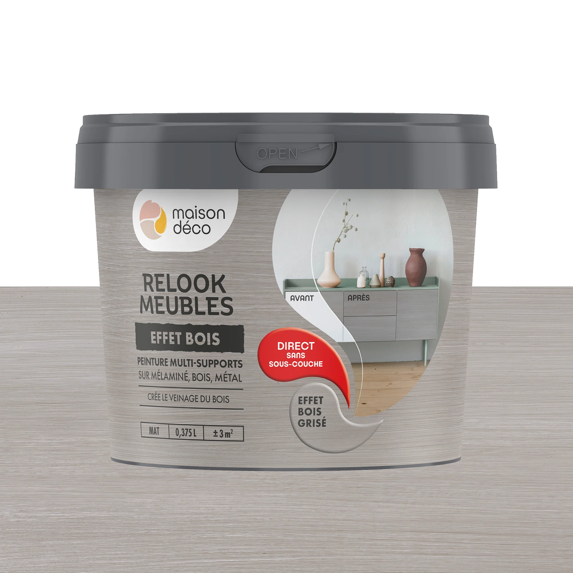 Relook meubles effet bois Peinture Peinture bois grisé 0,38 L