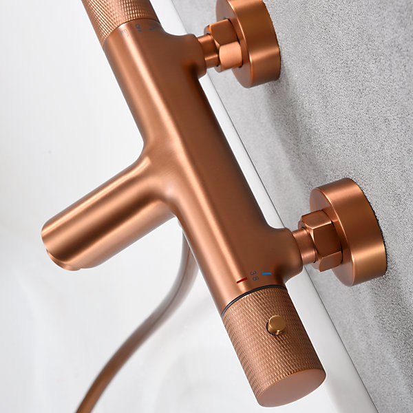 Mitigeur Bain/Douche Anti-Calcaire Thermostatique Or Rose Cuivré IMEX LINE BTD038-4ORC