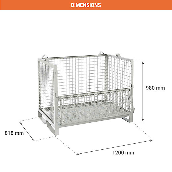 Caisse grillagée avec porte - Charge max 1000kg - MANU10