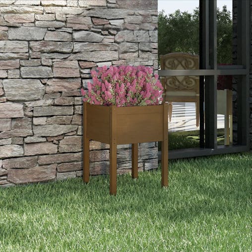 NNEVL Garden Planter Honey Brown 50x50x70 cm Solid Pinewood