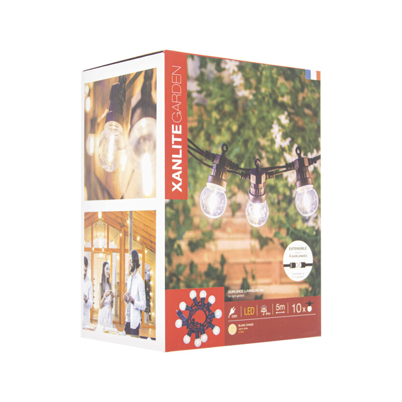 Guirlande extérieure LED extensible blanc chaud 4,3 W 5 m XANLITE