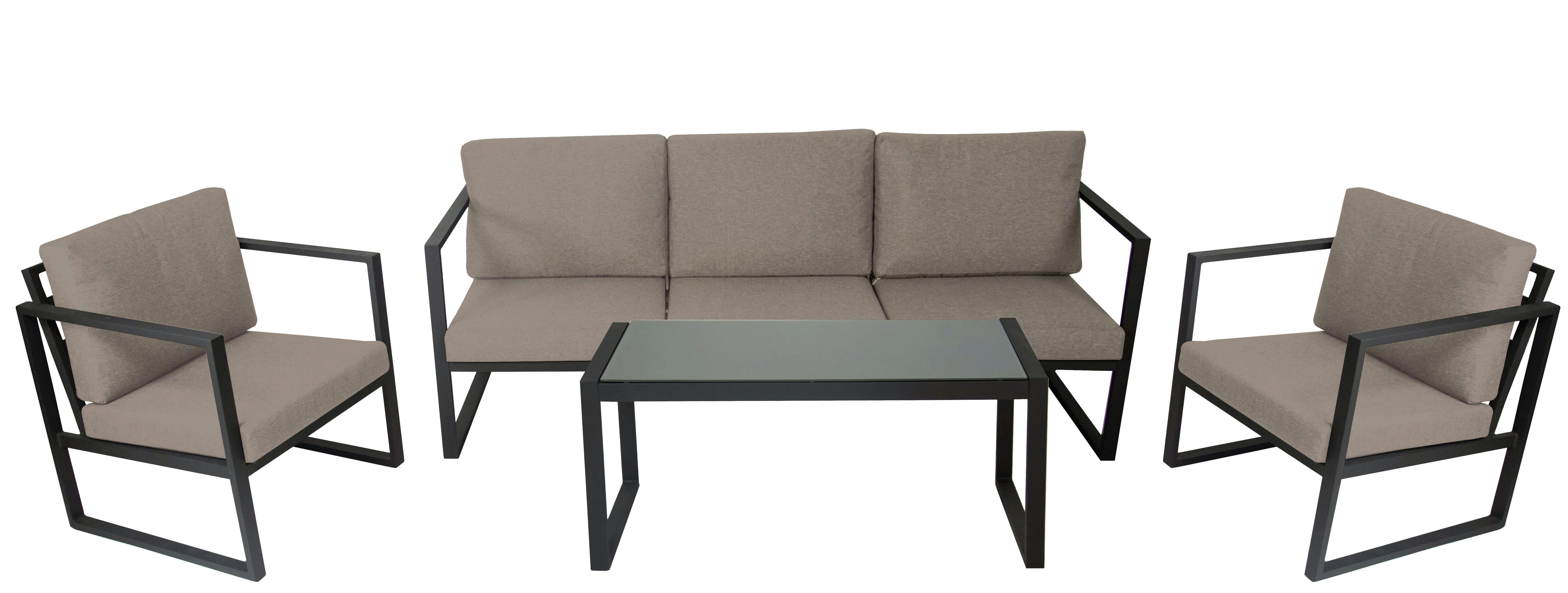 STRONG - Salon 5 personnes structure en aluminium et havane beige