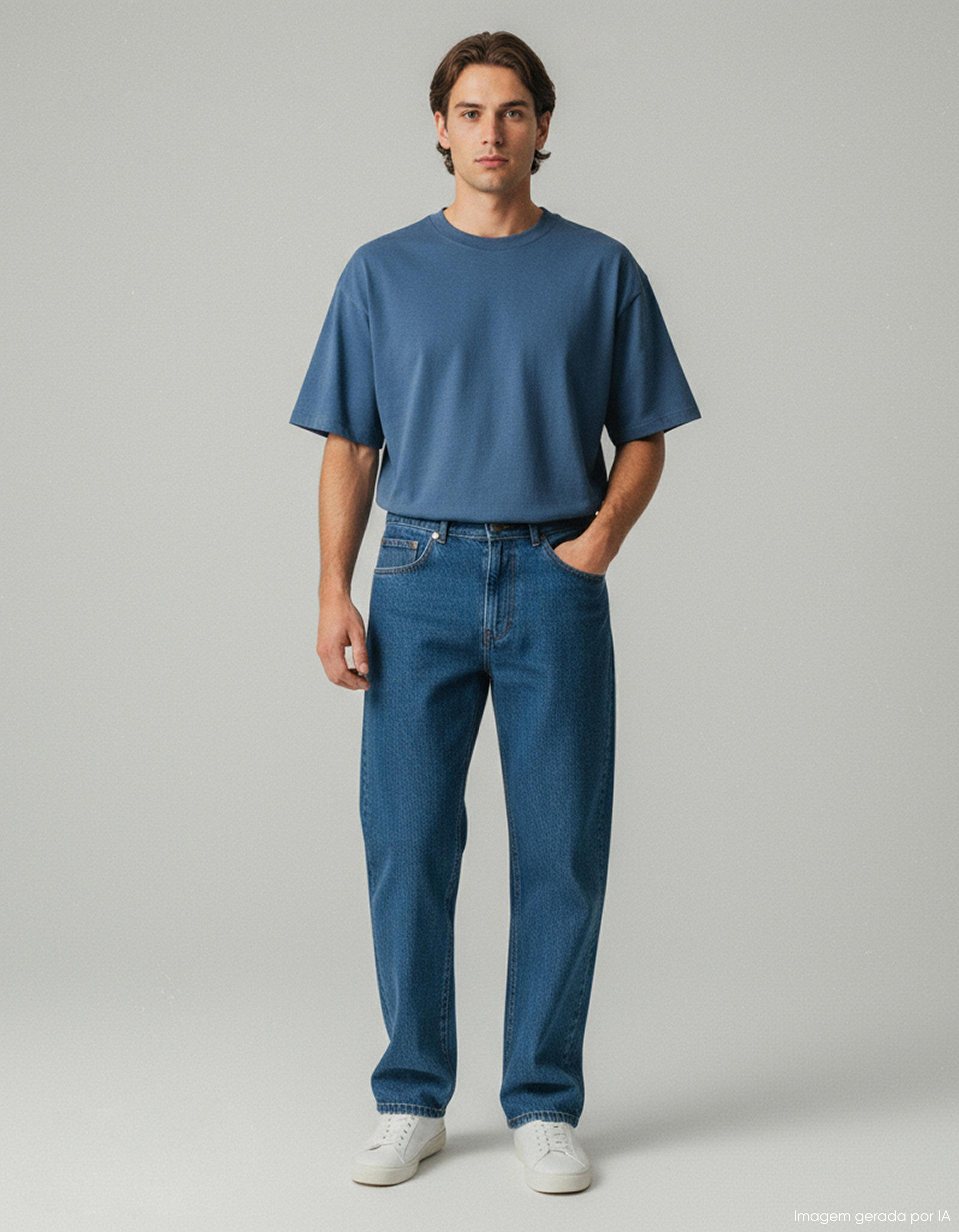 Calças Ganga Algodão, Homem, Azul