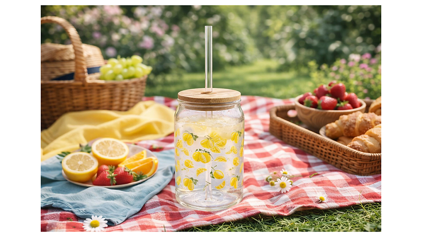 Szklanka ze słomką do napojów Citrini 450 ml