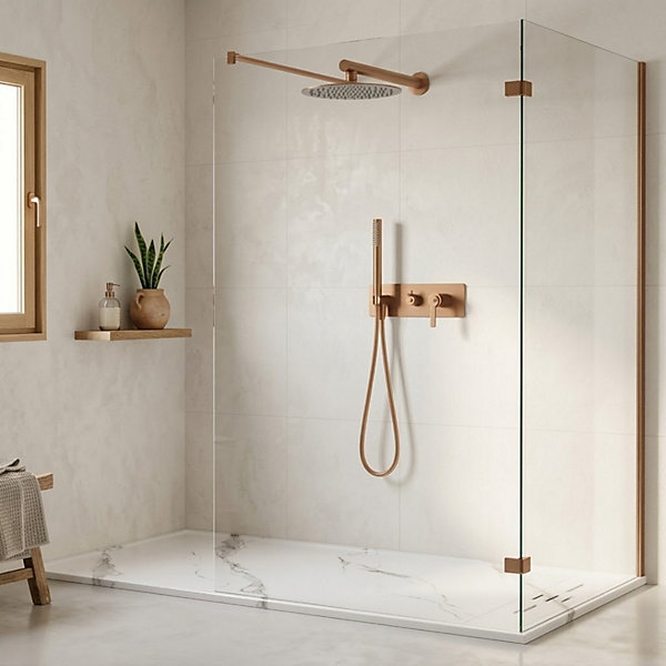 Colonne de douche encastrée mécanique cuivre brossé Essebagno Molette