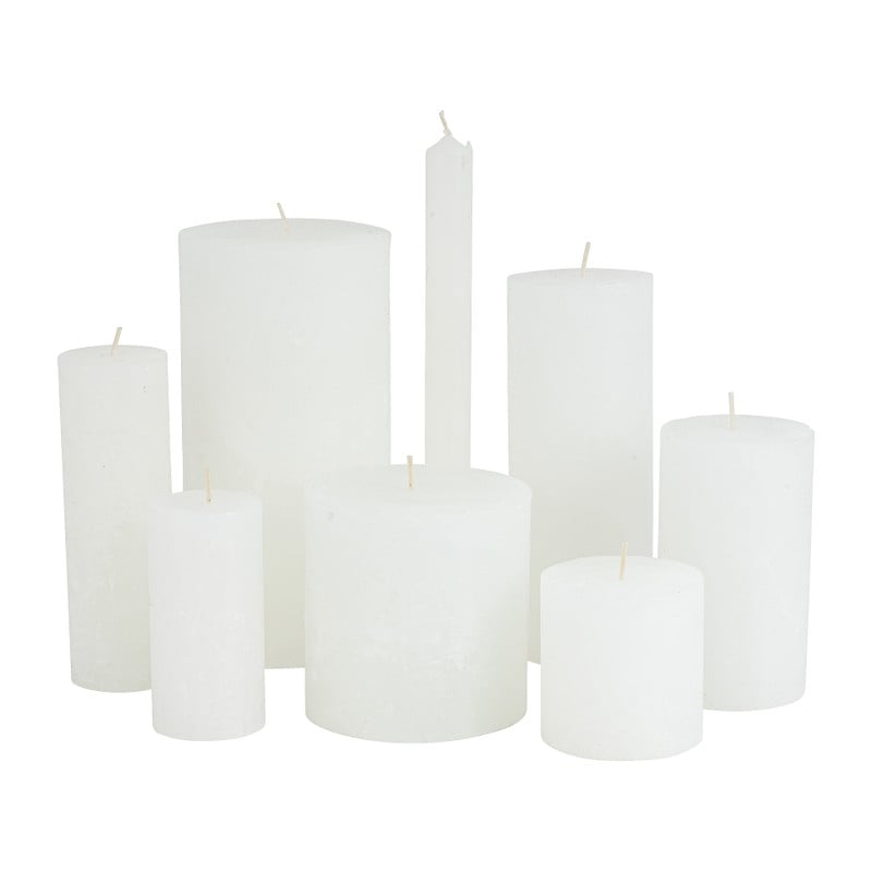 Kaars rustiek - wit - &Oslash;5x10 cm