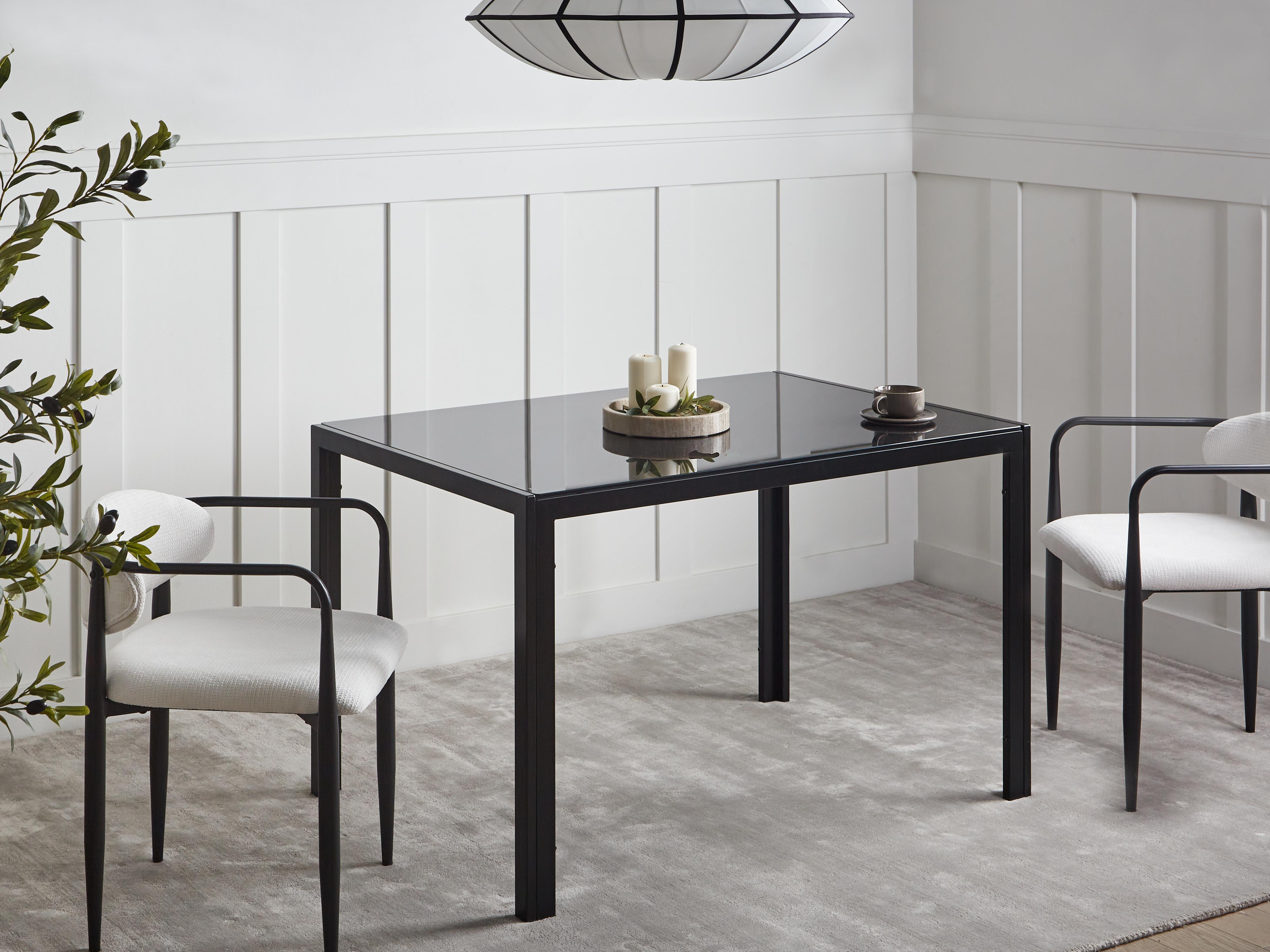 Dining Table LAVOS Black 120 cm 80 cm Tempered Glass