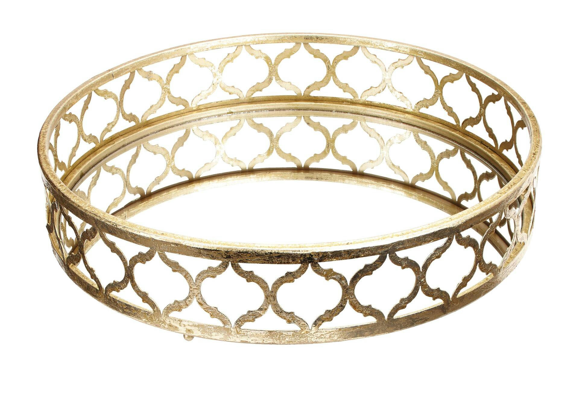 CANVAS Gold & Glass Round Christmas Decoration Tray, 16-in