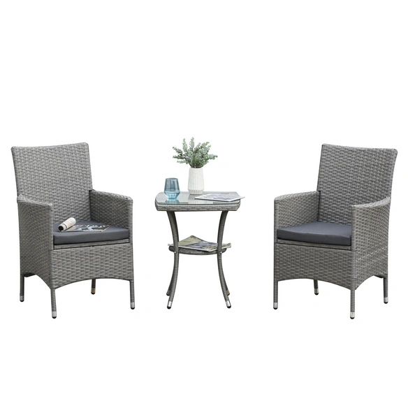 Gartenmöbelset, 2 Sitzplätze, Stahl verzinkt/Rattan/Polyestergewebe