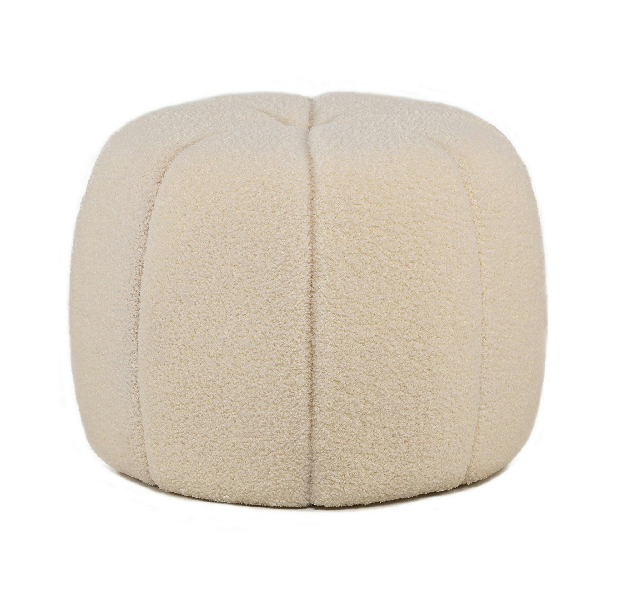 - Pouf en bouclettes blanches avec rayures