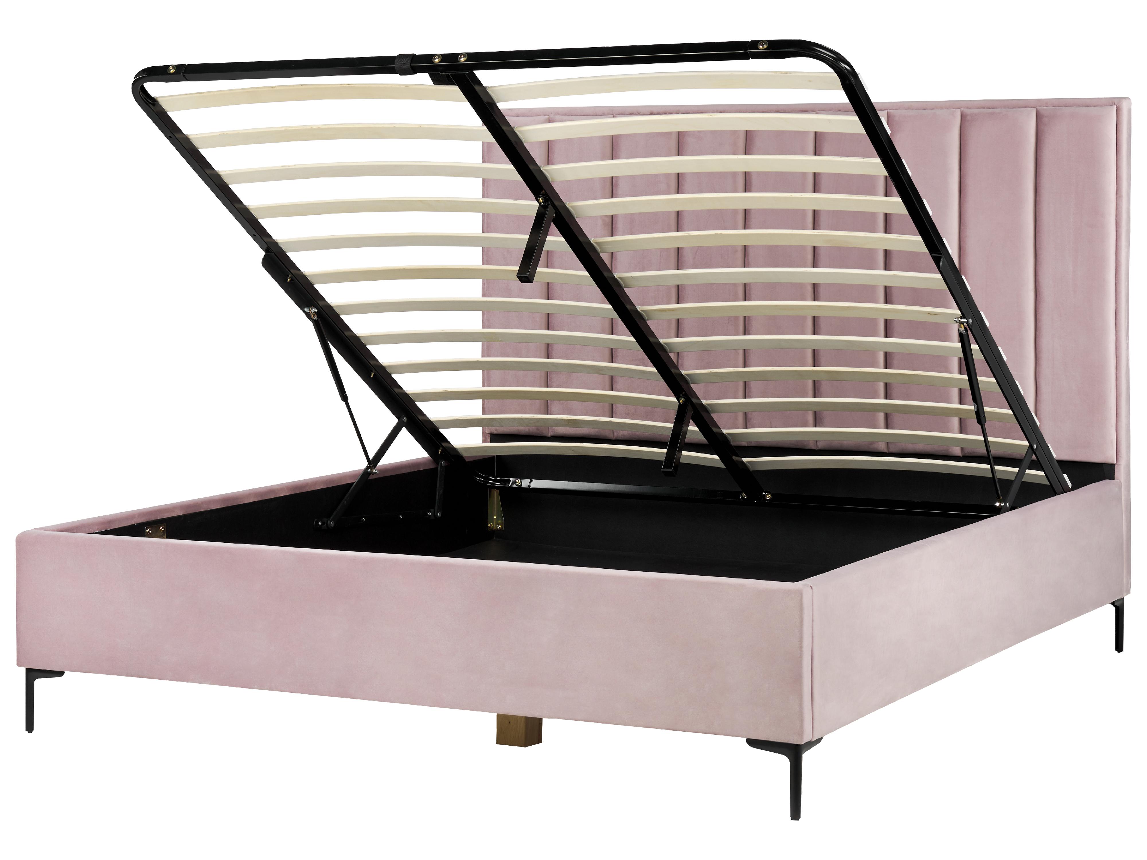 Ottoman Bed Velvet SEZANNE 180 x 200 cm (EU Super King) Pink
