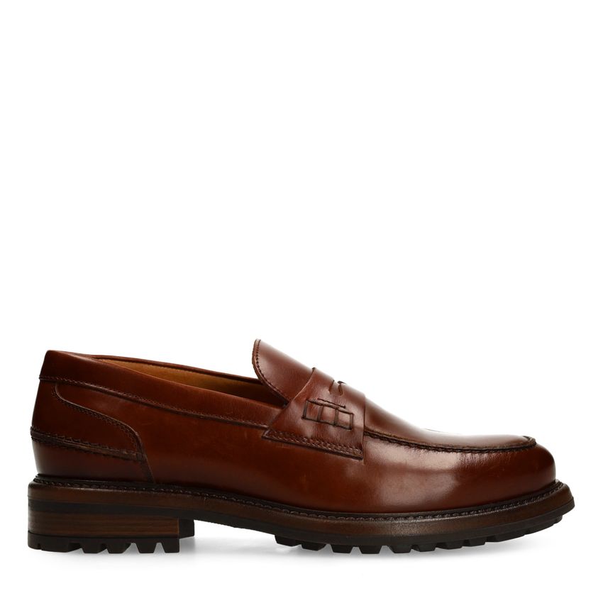 Manfield Cognac leren loafers