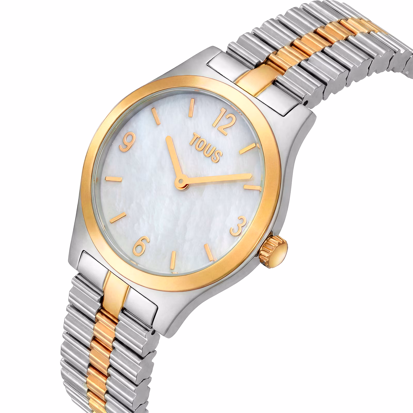Reloj analógico con brazalete de acero, acero dorado y esfera de nácar EPIC ICON