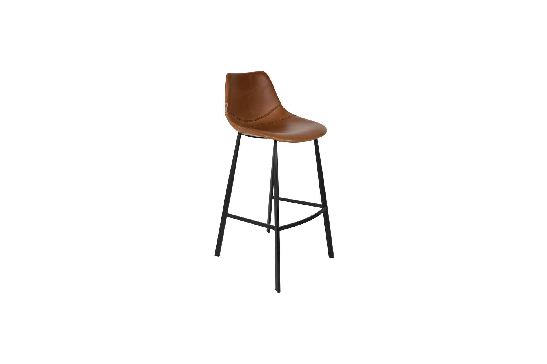 FRANKY - Tabouret de bar en cuir marron