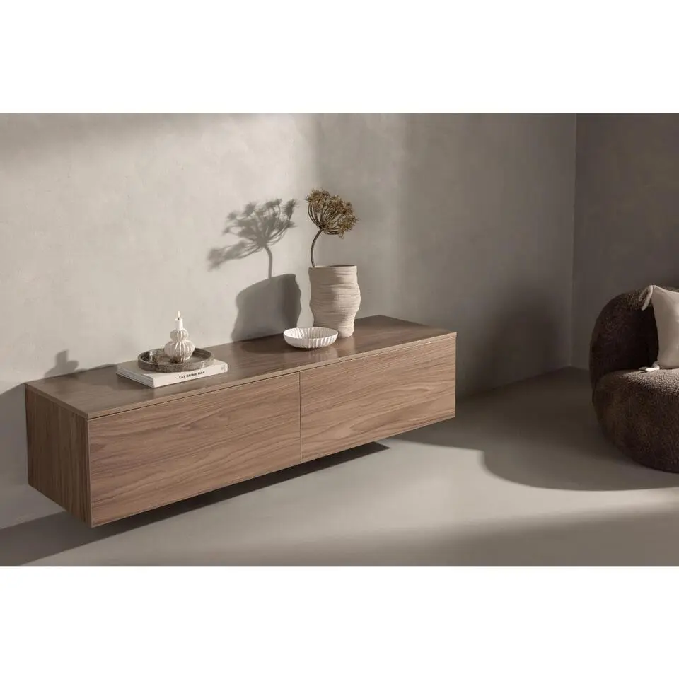 Svea - Santo zwevend TV-meubel - 160 cm - walnoot