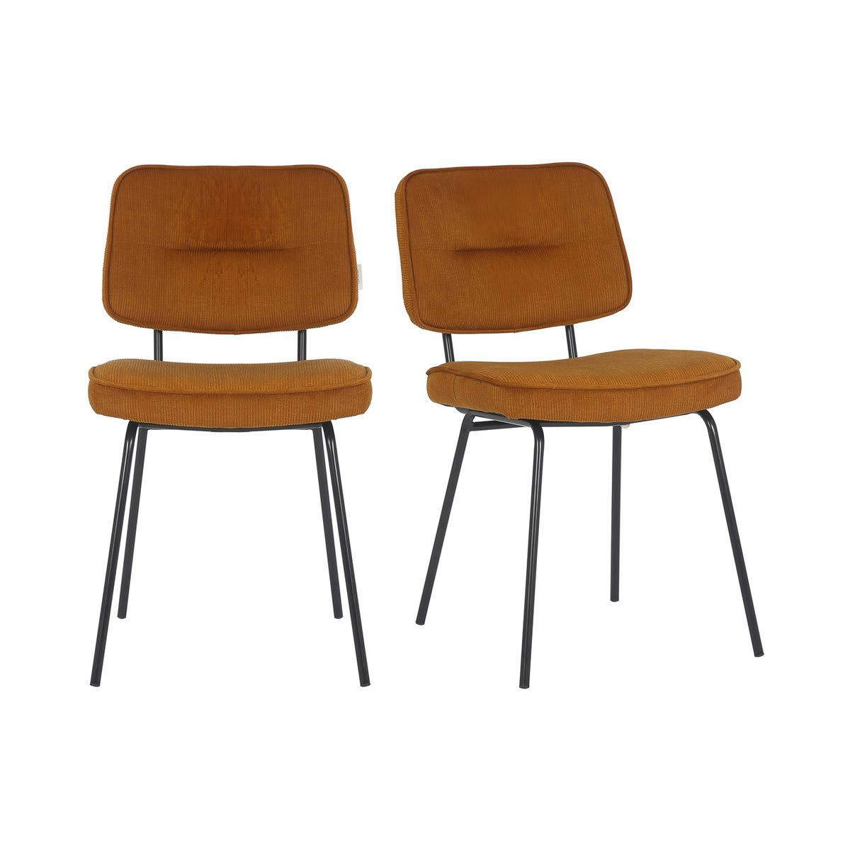 ZEZA - Set de 2 chaises moderne en tissu côtelé orange