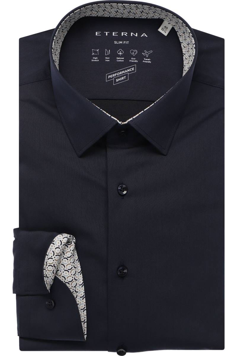 ETERNA Performance Slim Fit Hemd blau/weiss, Einfarbig